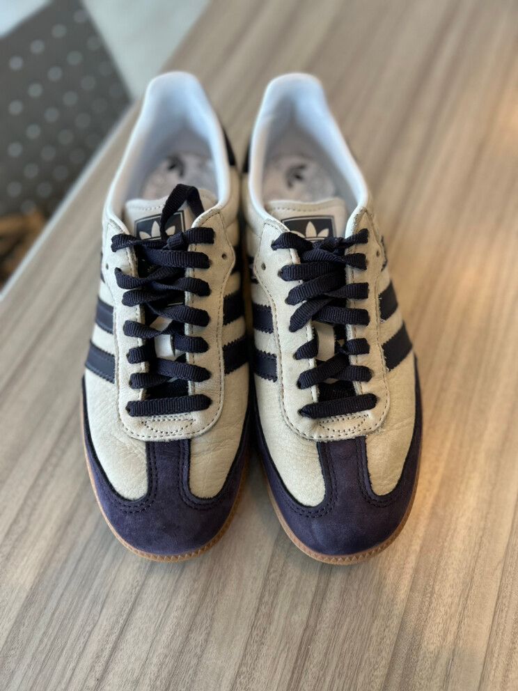 Adidas - Samba OG shoes - Putty Grey/Aurora Black on Designer Wardrobe