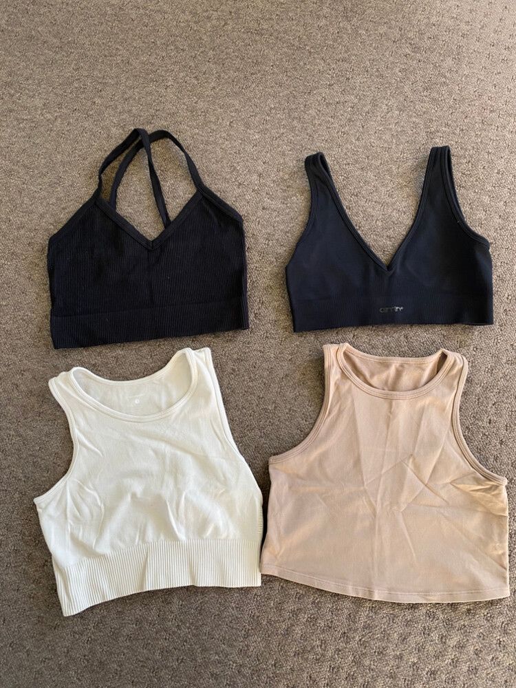 bulk lot of 4 x gym crop tank tops - aimn, second left and cotton on