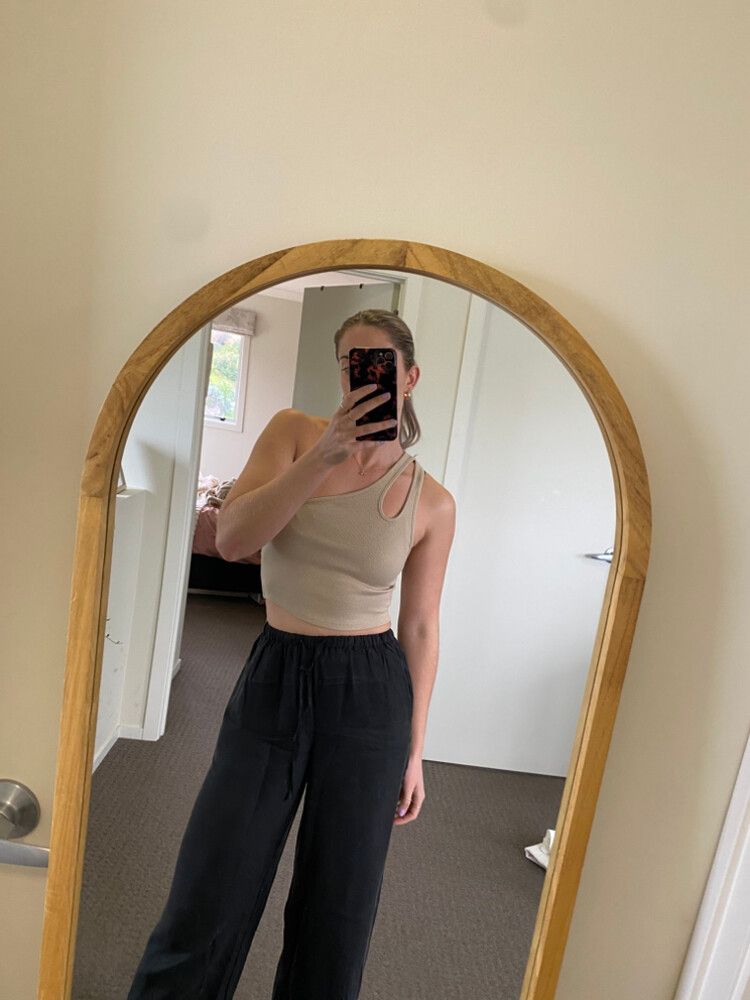 ZARA one shoulder cut out top in beige