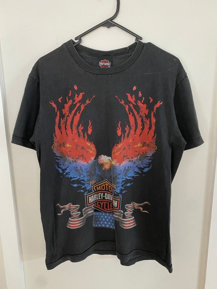 vintage style Harley Davidson shirt with flaming eagle