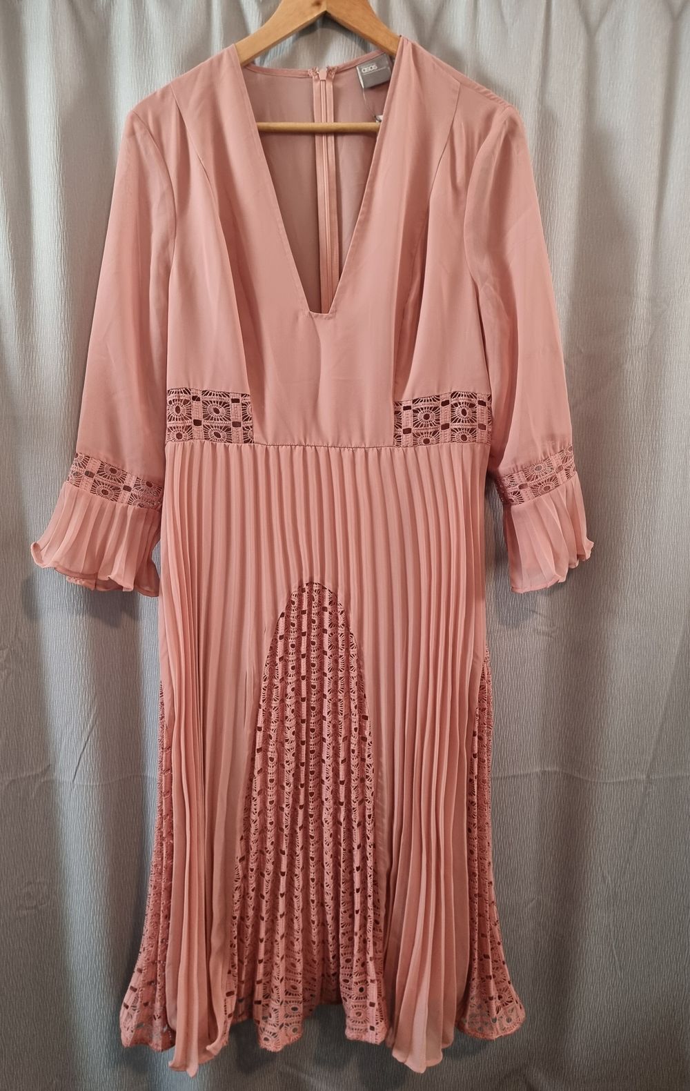 Asos Pink Pleated Dress - UK 14
