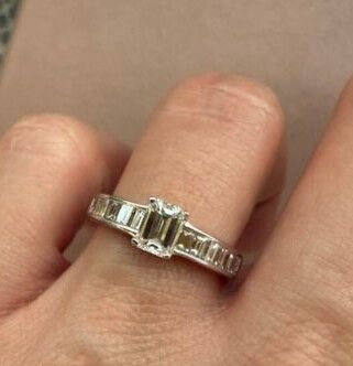 Gold Diamond baguette solitaire ring