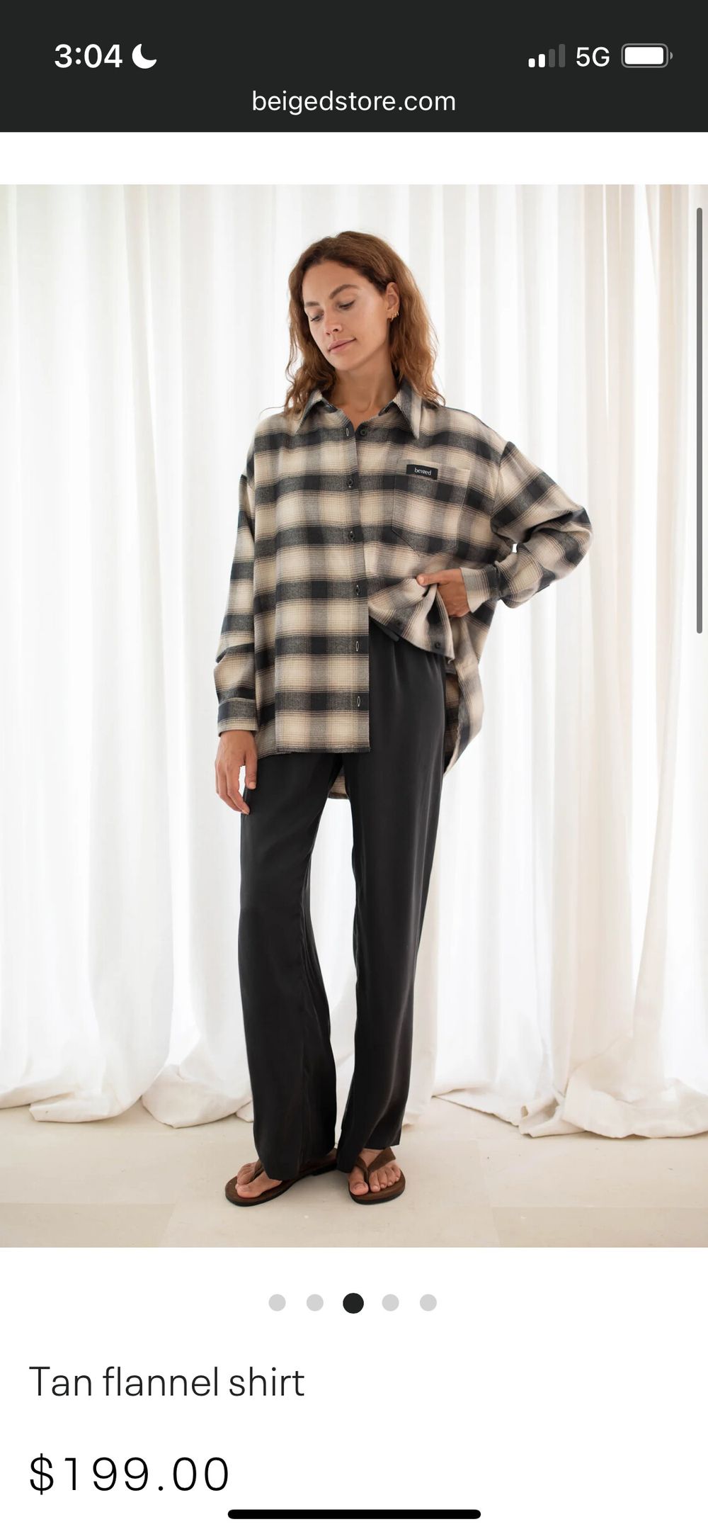 Beiged Flannel Shirt - Tan