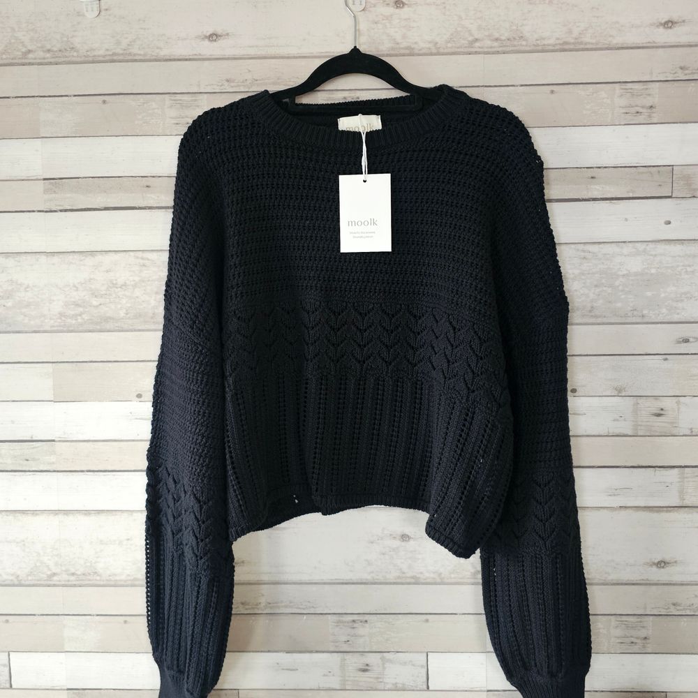 Moolk Black 100% Cotton Knit Jumper - Size 12