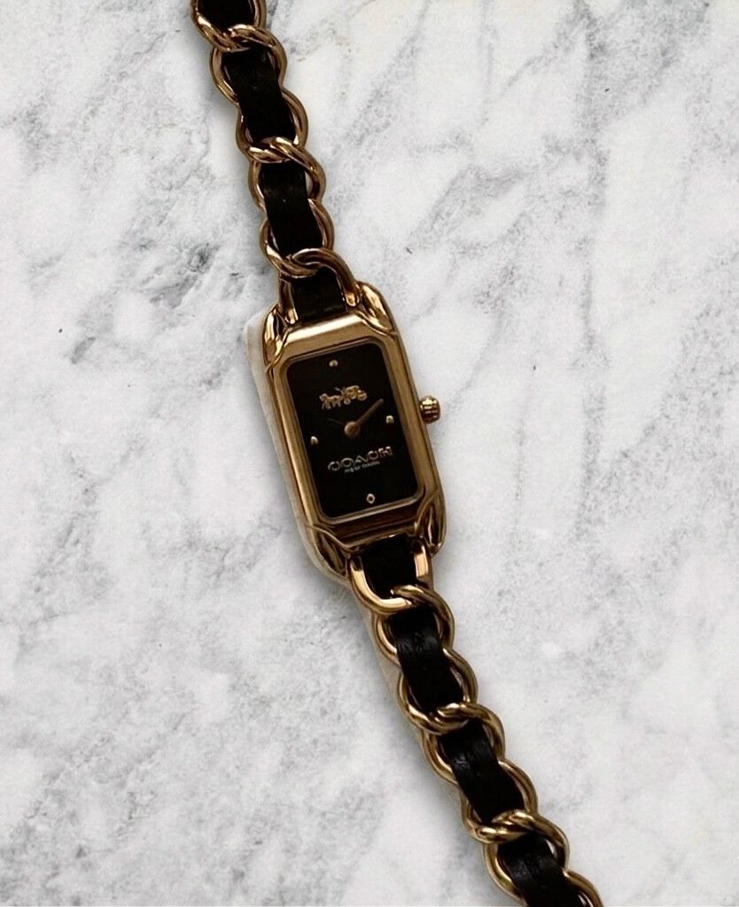 Coach Gold Tone Black Watch