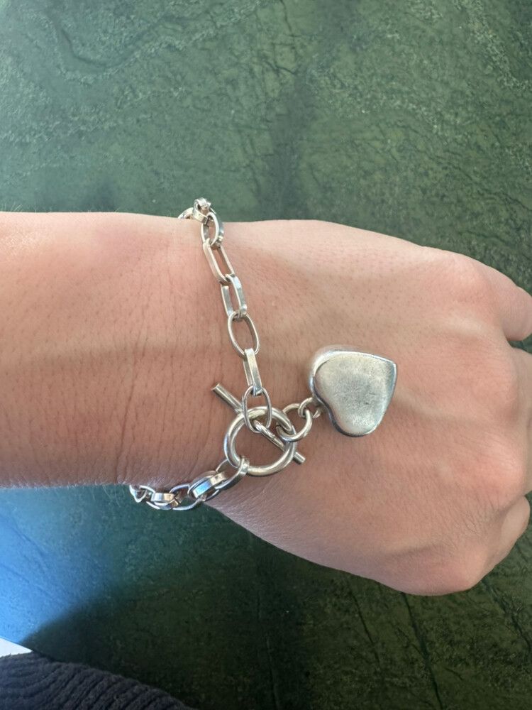 Silver heart charm bracelet