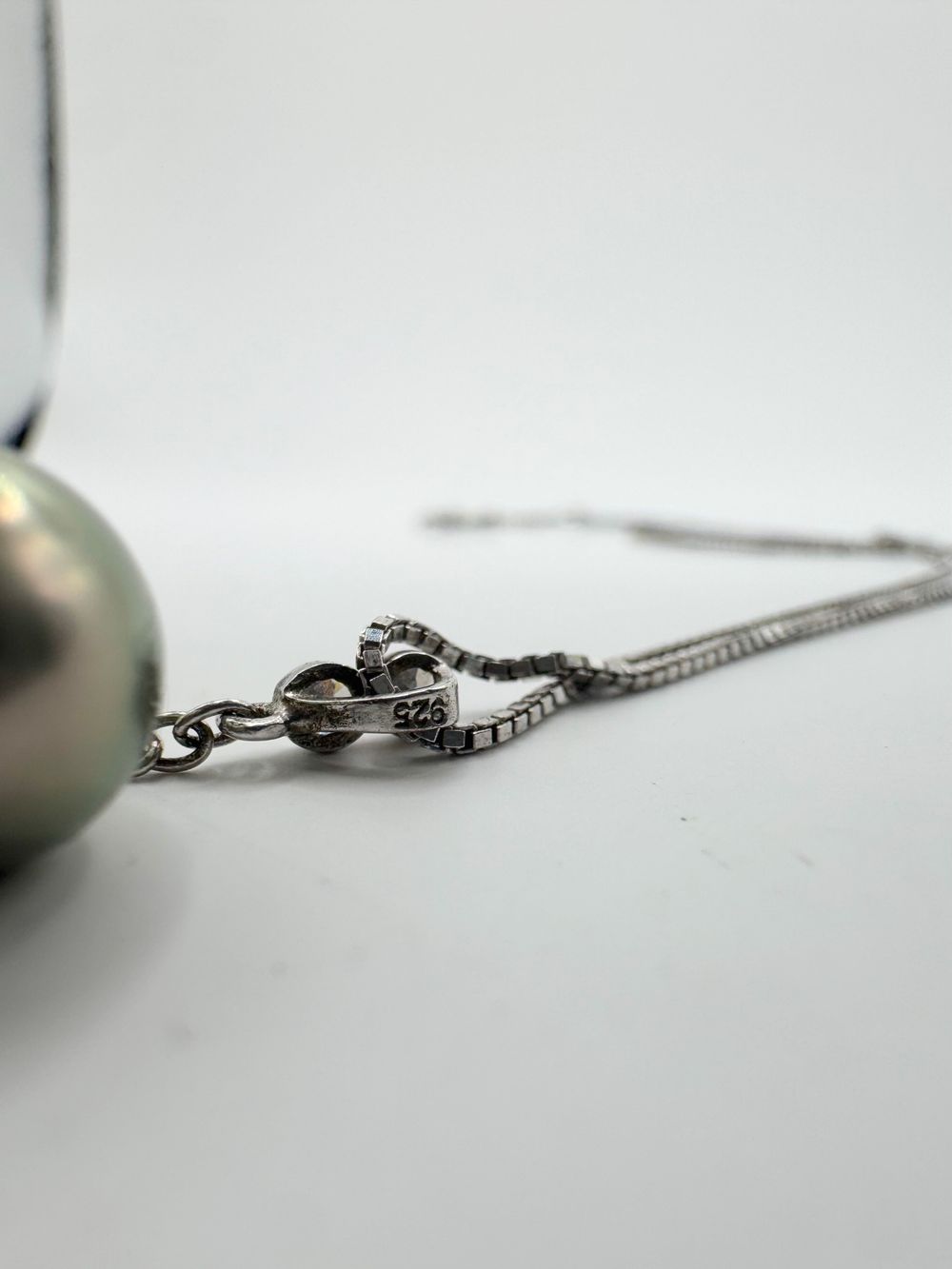 Sterling silver and Tahitian pearl (faux) necklace