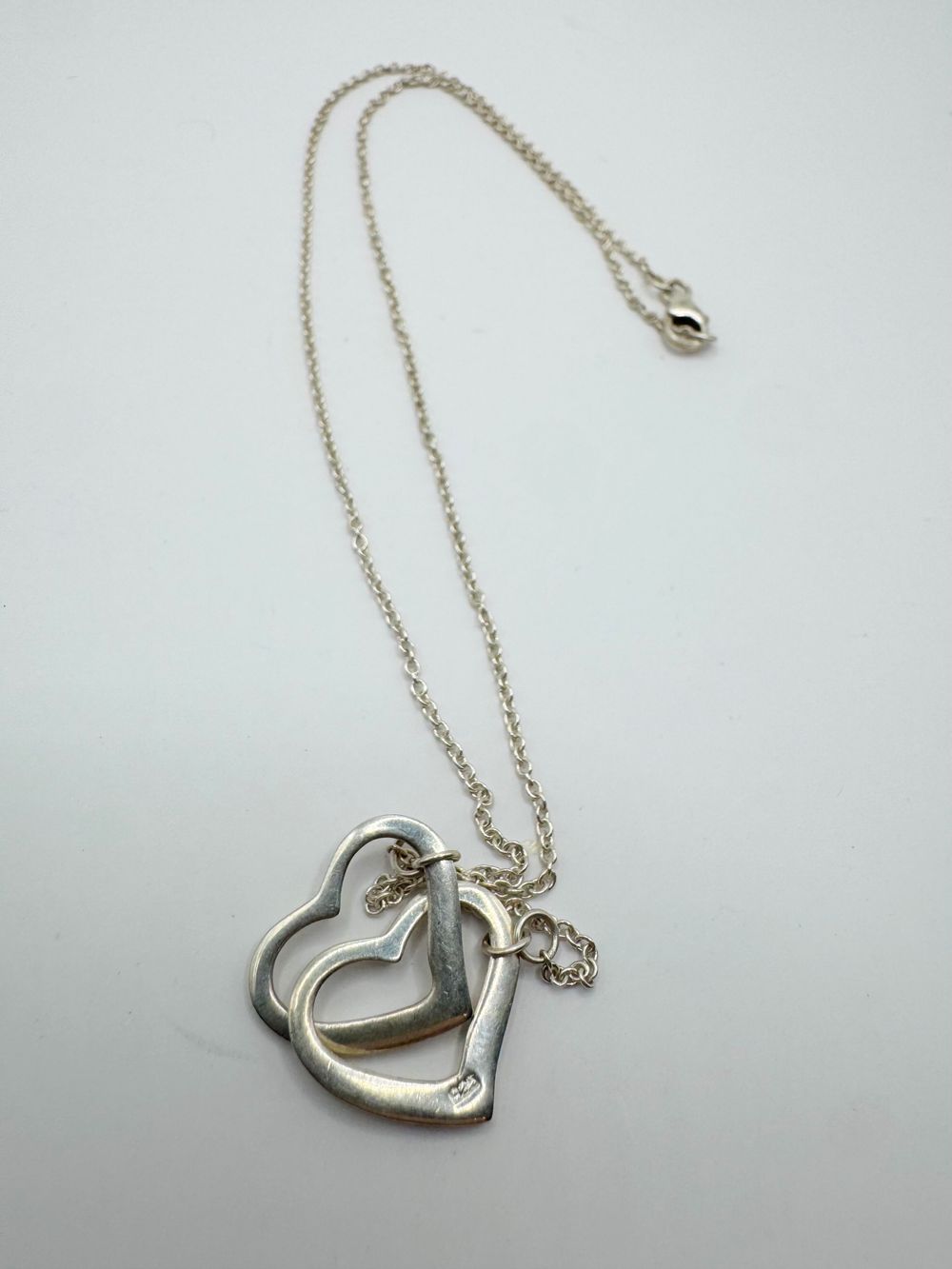 double interlocking heard Sterling silver necklace