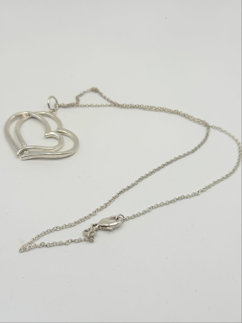 Sterling Silver double heart pendant necklace 6.3grams