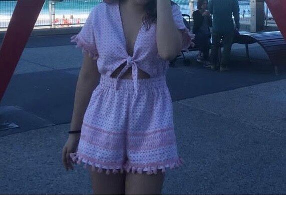 Pink front-tie playsuit