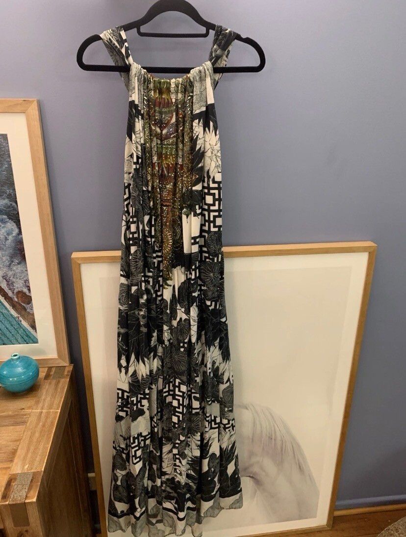 Camilla Halter Neck, Tie Back 100% Silk Maxi Dress One Size