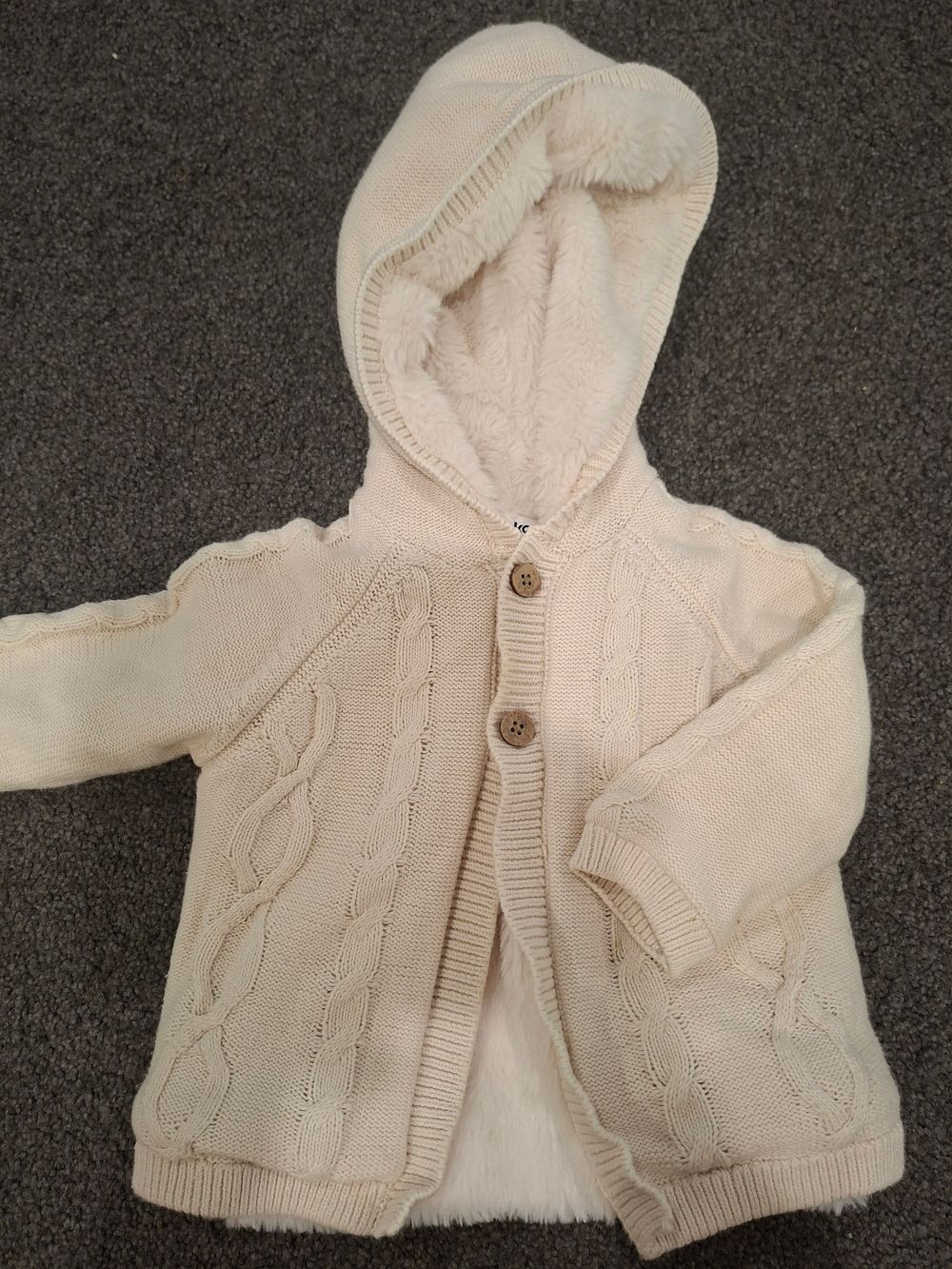 Anko Cream Cable Knit Hooded Cardigan