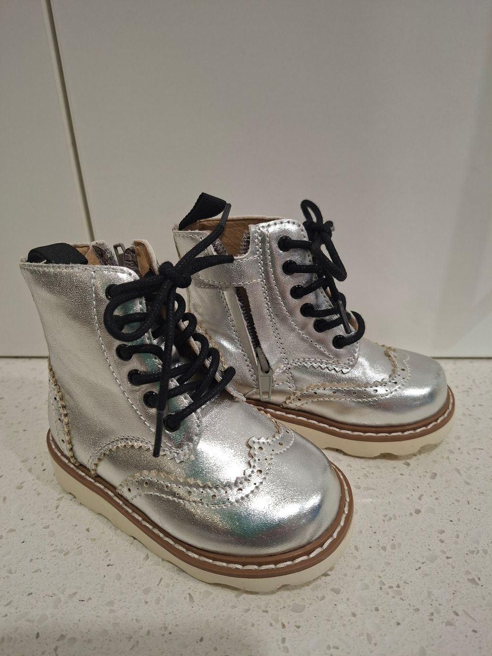 Belle Silver Brogue Boots