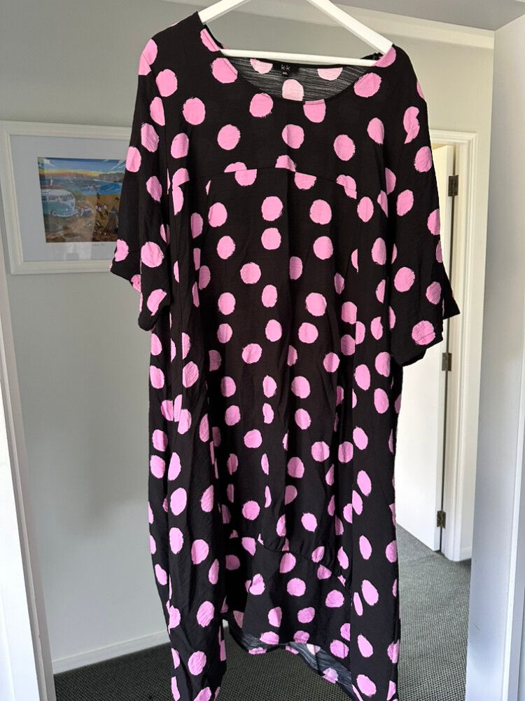 K&K Black Pink Polka Dot Dress