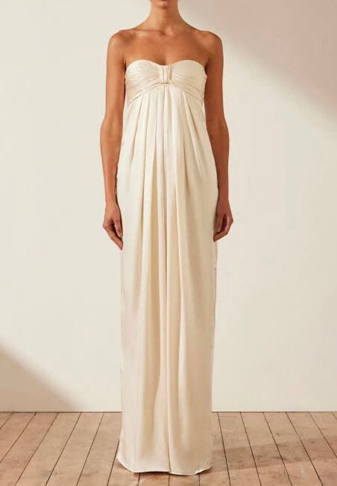 knee length dresses for ladies La Lune Strapless Ruched Bodice Maxi Dress | Powder Blue | Dresses main image 0
