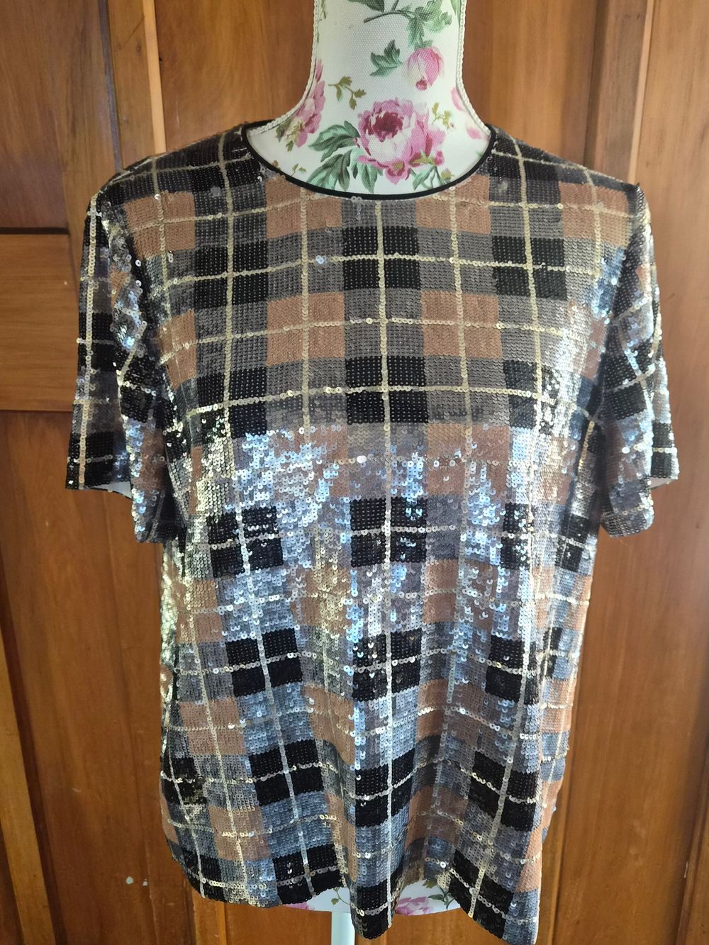 Kate Spade Sequin Plaid Top