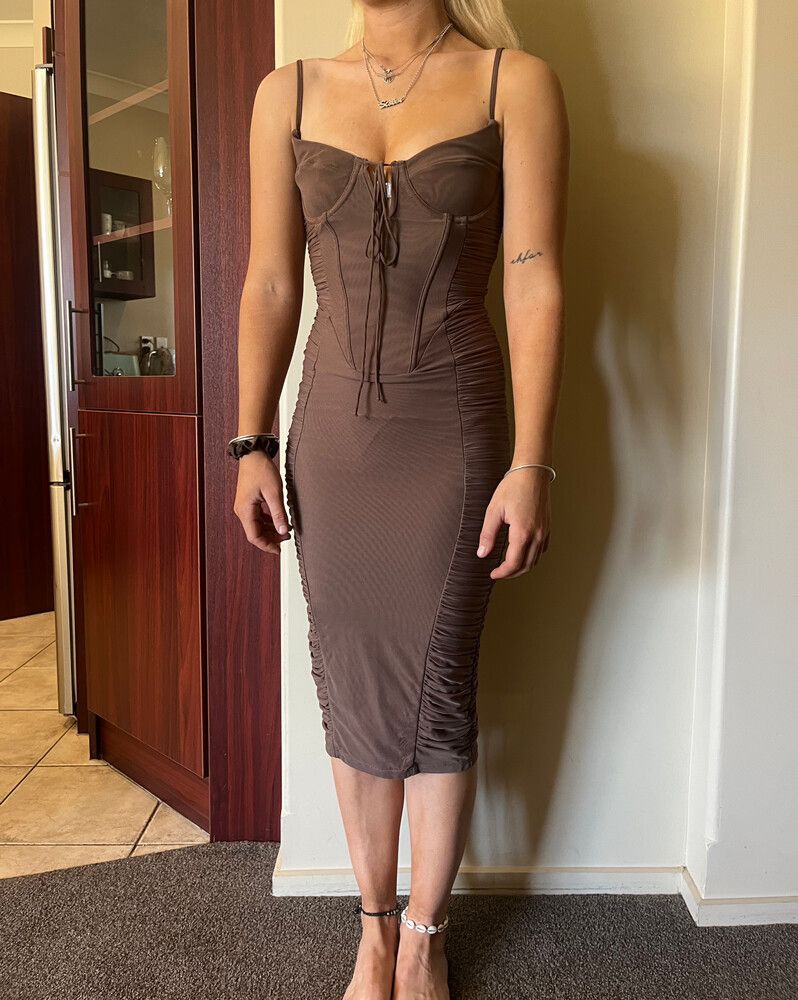 White Fox - White fox Brown Midi Dress on Designer Wardrobe