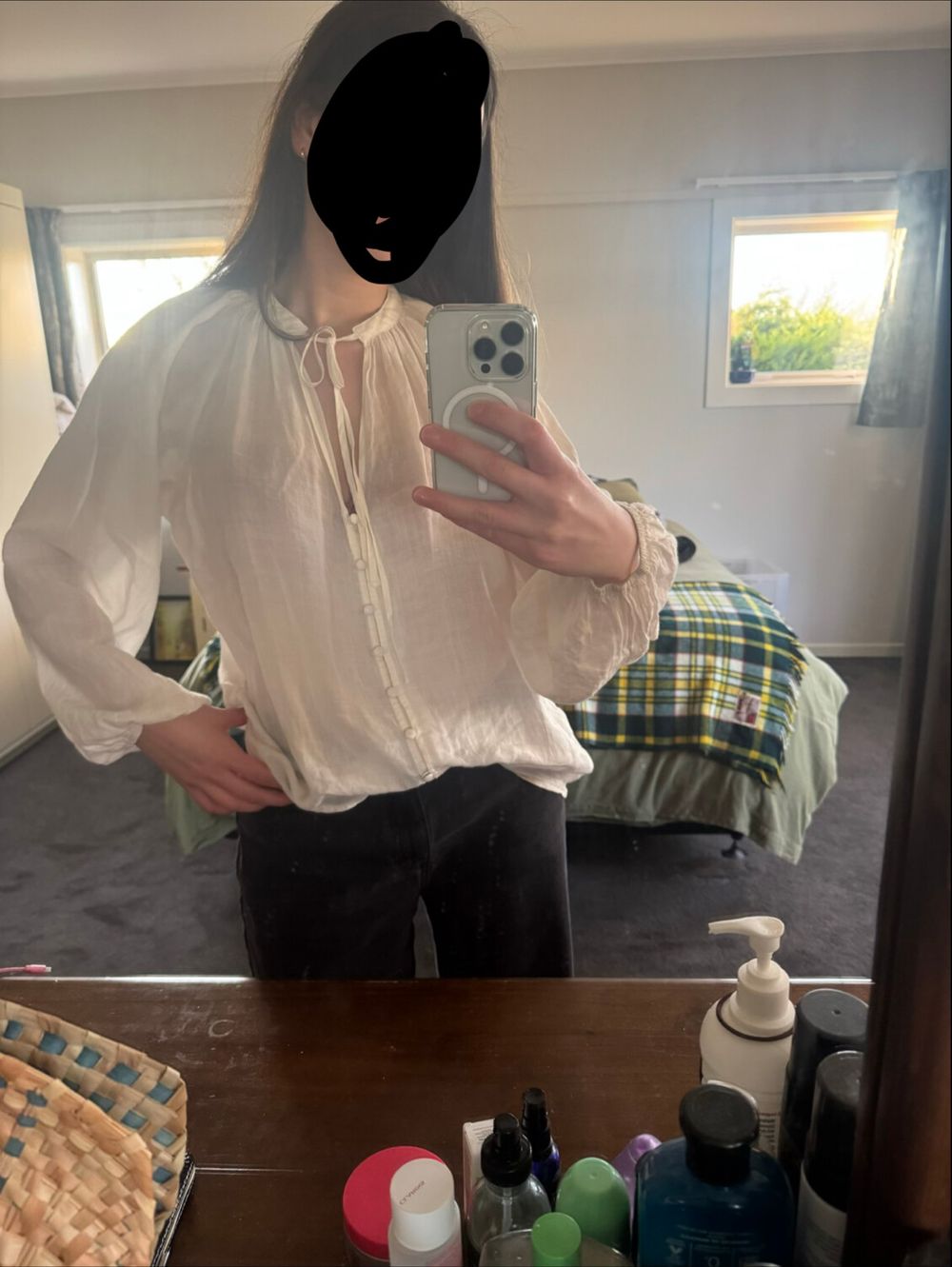 Aere Cream Linen Blouse