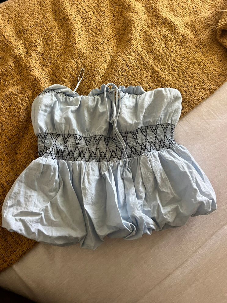 Blue Strapless Top