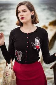 HELL BUNNY Black Rockabilly Gothic Coffin Bats Vampire Knit Cardigan