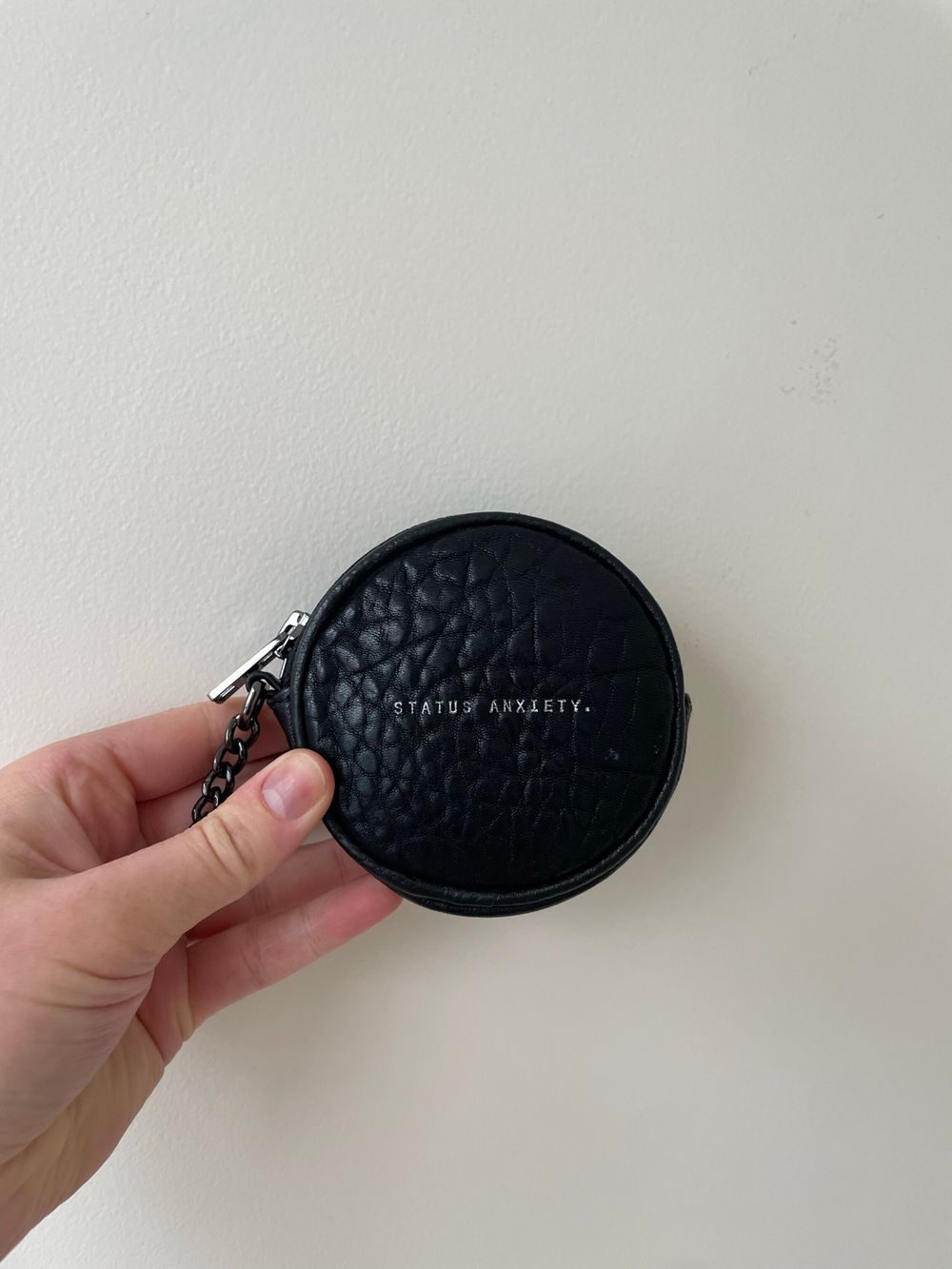 Status Anxiety Black Round Coin Purse Keychain
