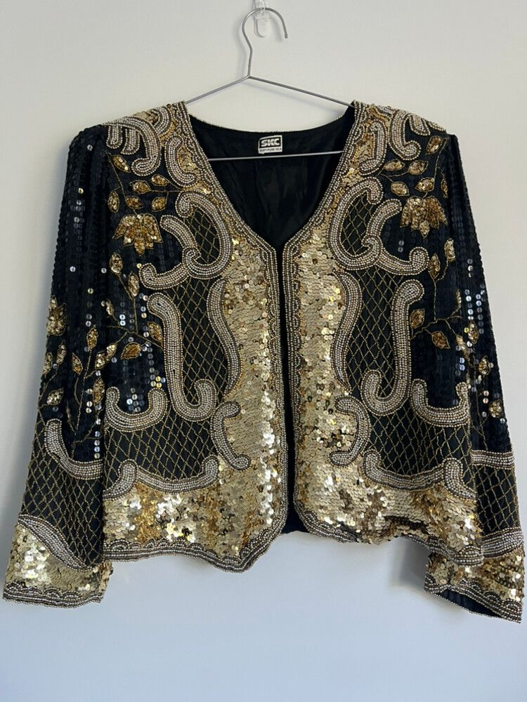 Rare Vintage Silk Sequin Embellished Jacket - 14 (12/16) - Open to offers