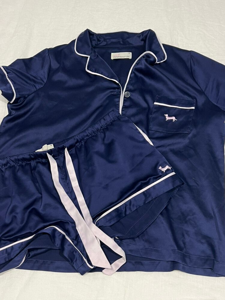 Peter Alexander Navy Satin Pyjama Set