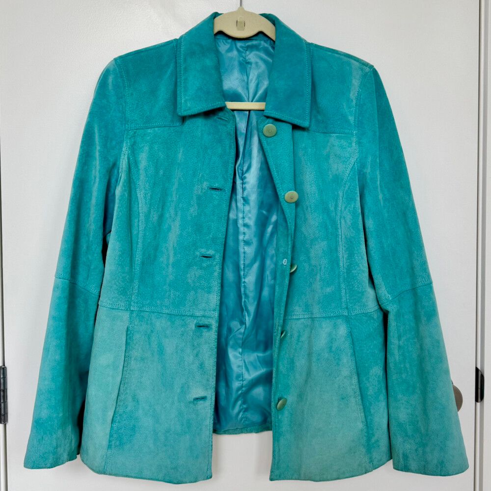 Vintage Turquoise 100% Suede Blazer