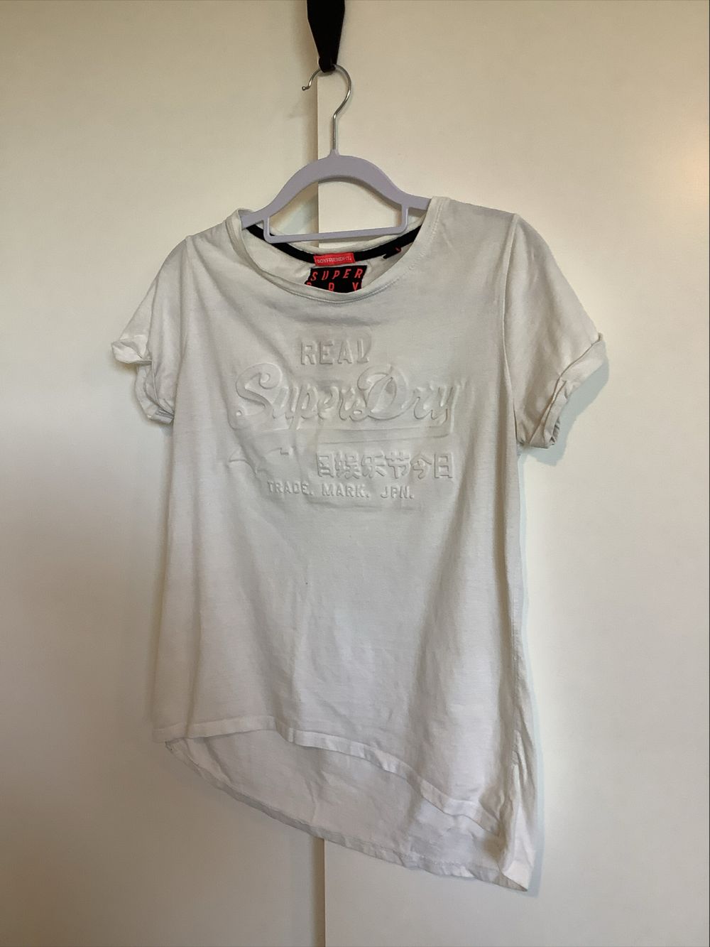 Real Superdry boyfriend fit White Embossed Graphic Tee