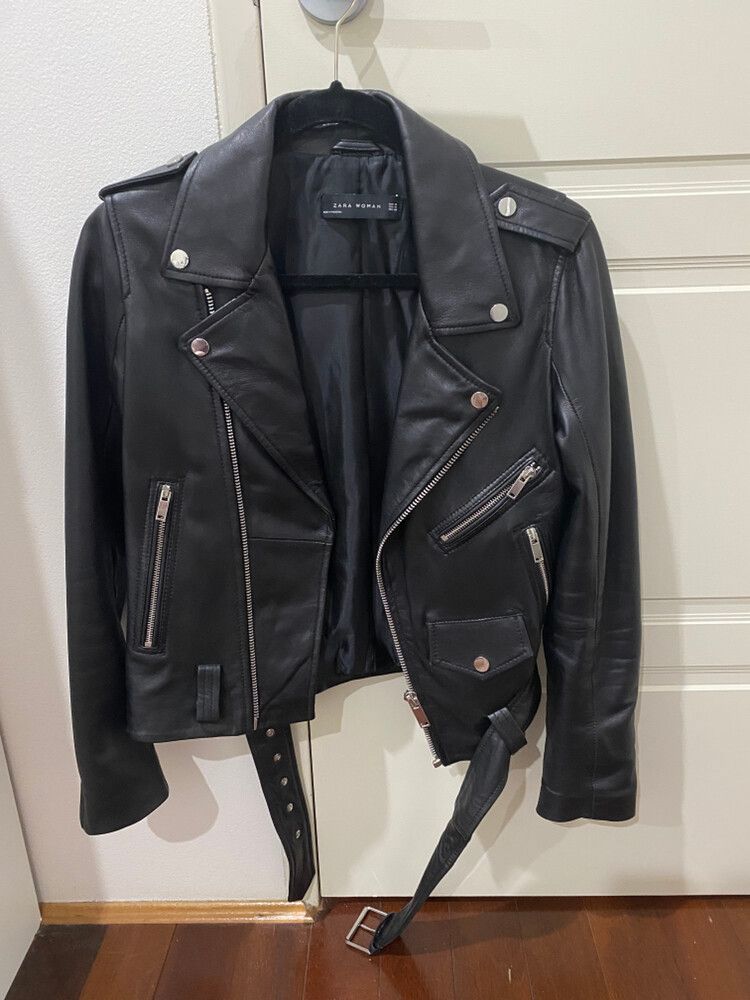 Zara Genuine Leather Biker Jacket