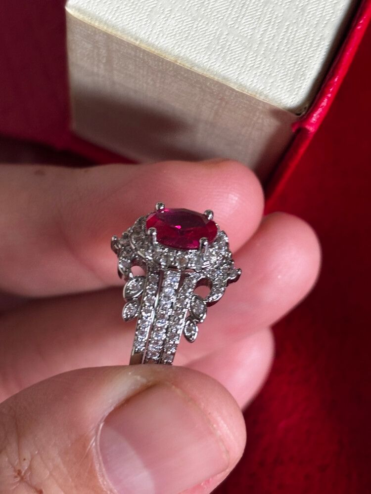 lab made Ruby silver ring