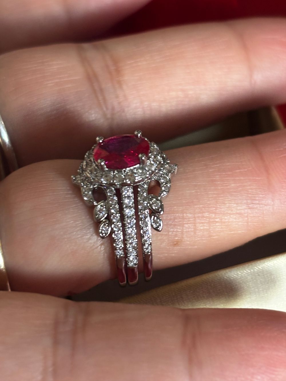 vintage style  Ruby silver rings set