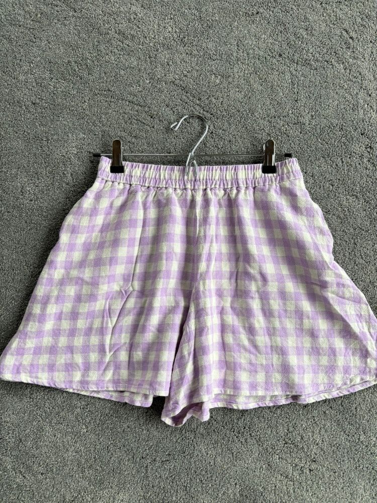 Zara purple gingham floaty shorts sz S