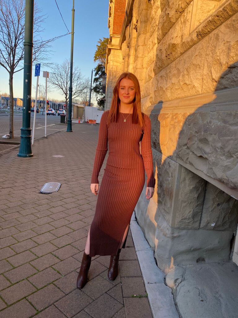 Aere - Brown AERE knit Dress on Designer Wardrobe Aere - Brown AERE knit Dress on Designer Wardrobe