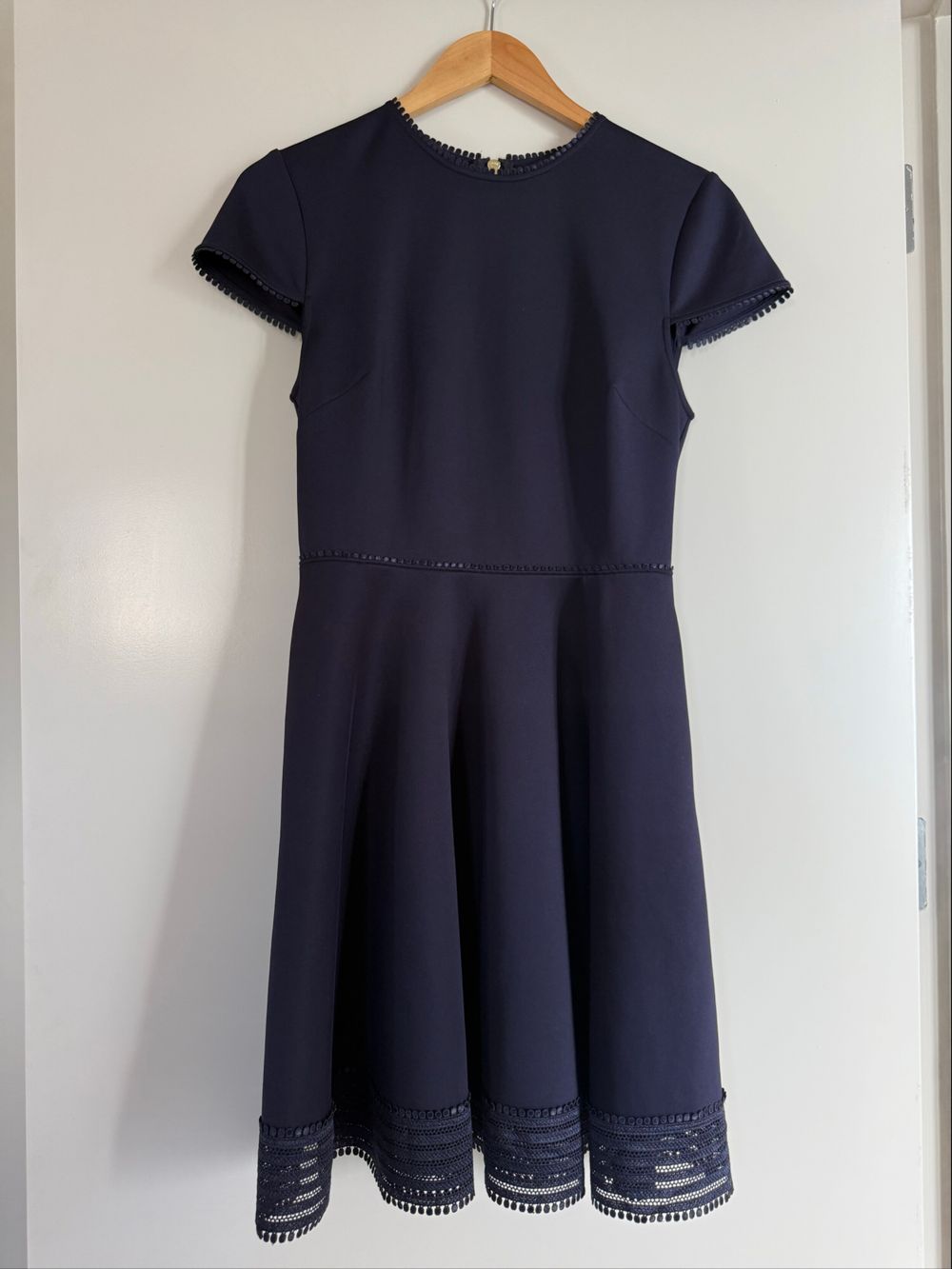 Ted Baker Navy Fit And Flare Dress