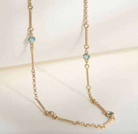 Zoe & Morgan - Azaela Necklace w/ blue apatite 22k gold vermeil