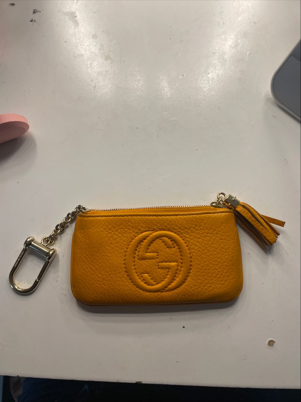 Gucci Soho Pebbled Leather Key Case Pouch