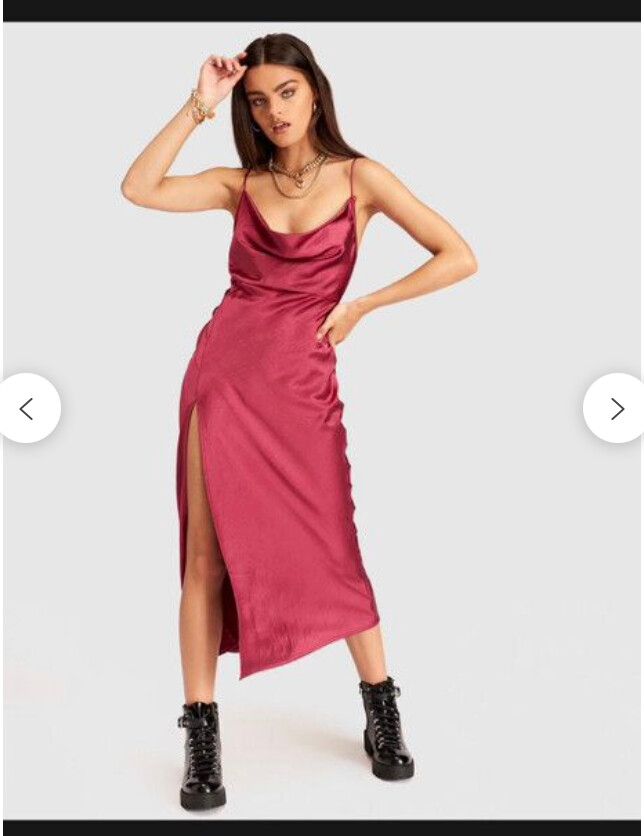 Lioness - LIONESS - WALK THE LINE DRESS IN BERRY SATIN on Designer Wardrobe Lioness - LIONESS - WALK THE LINE DRESS IN BERRY SATIN on Designer Wardrobe
