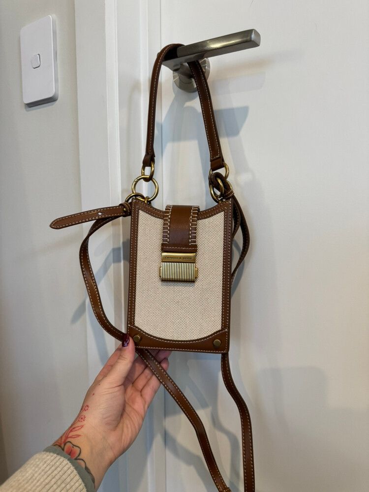 Charles & Keith Beige Brown Crossbody Bag