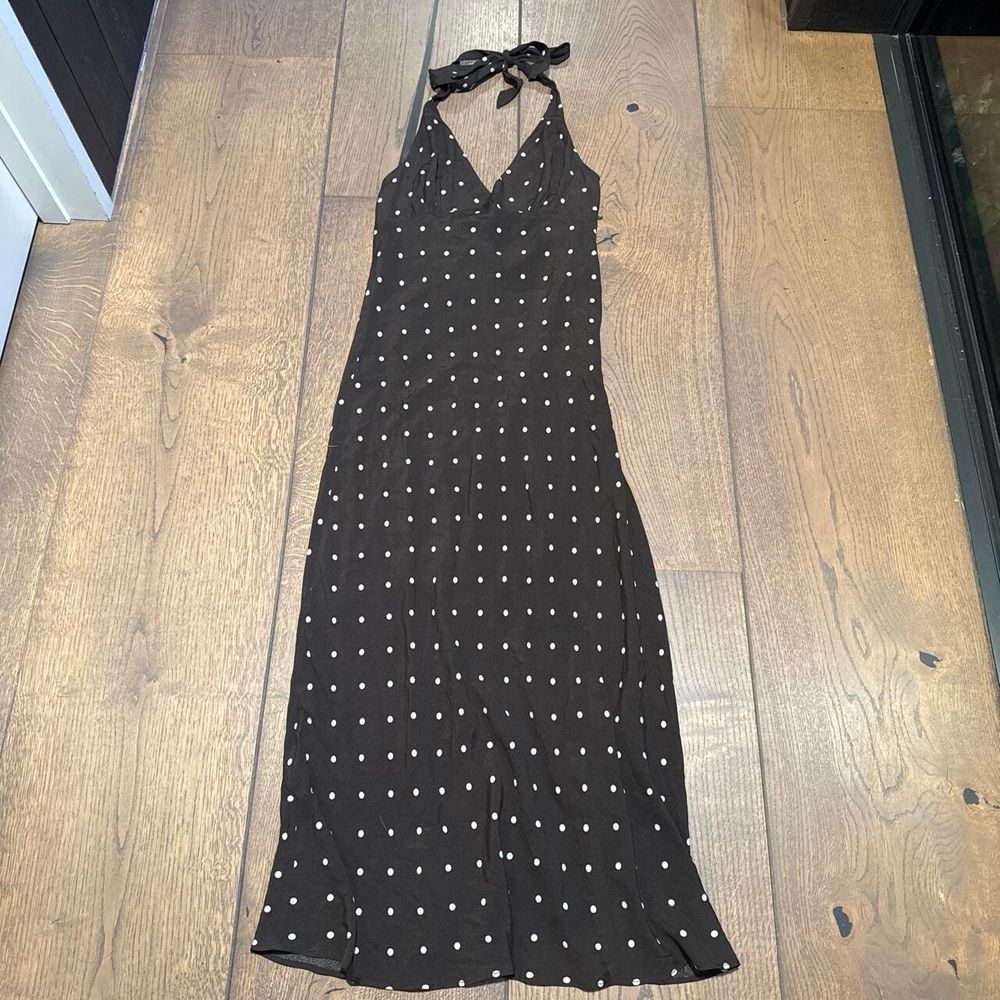 Allabouteve Brown Polka Dot Halter Dress