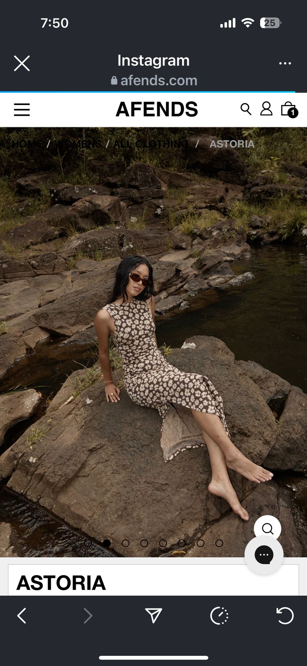 Afends Astoria Brown Floral Maxi Dress