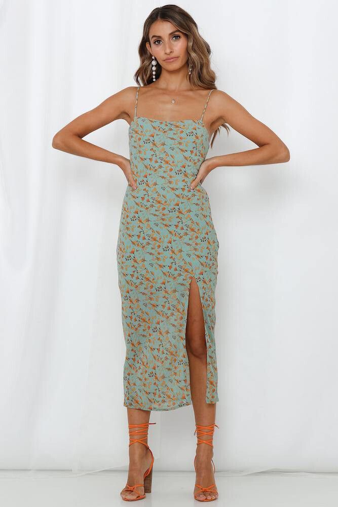 green dress with white Lily of the Valley Dress– Teuta Matoshi