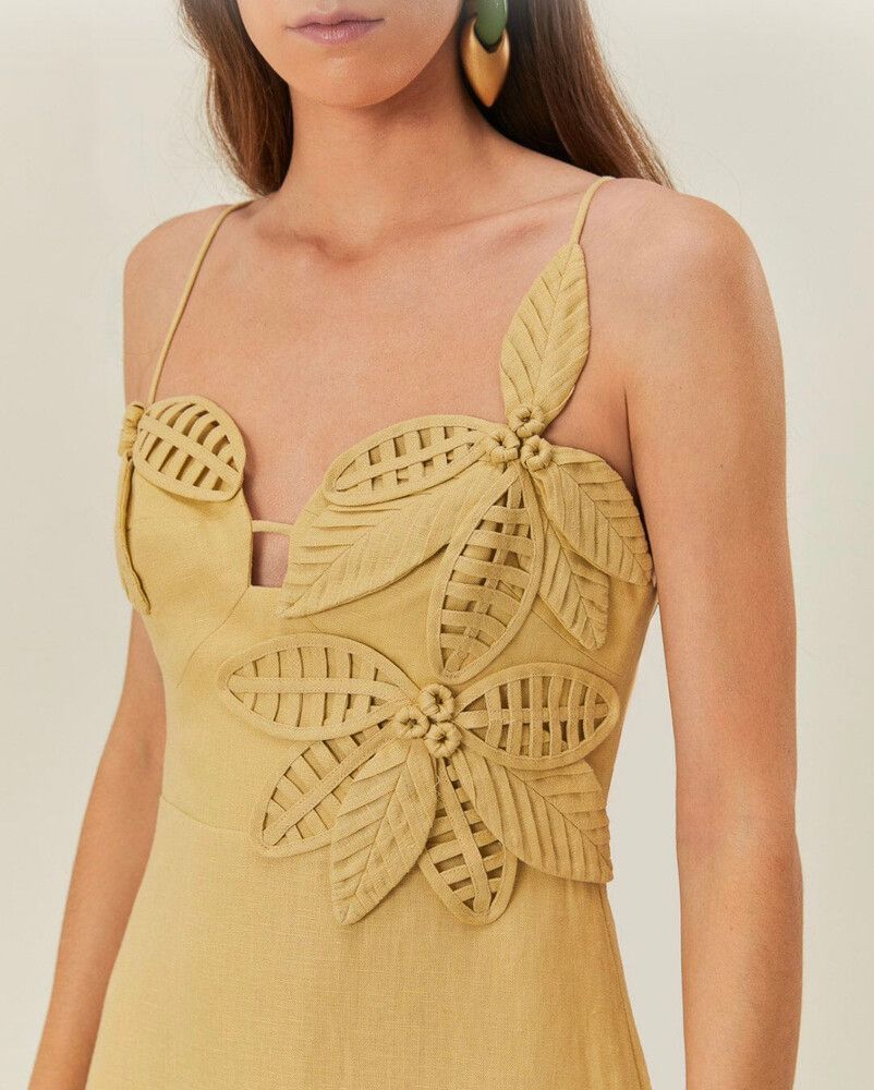 FARM Rio linen appliqué dress