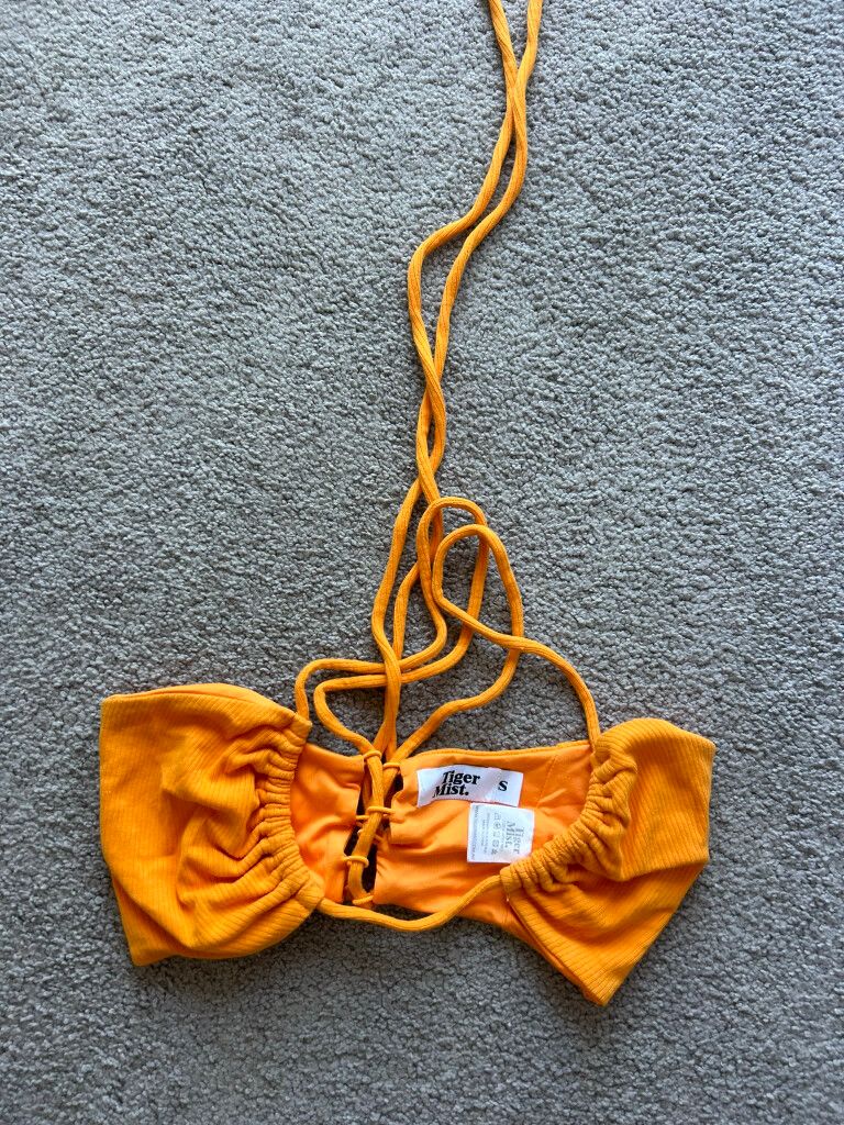 Tiger Mist Orange Ribbed Halter Top