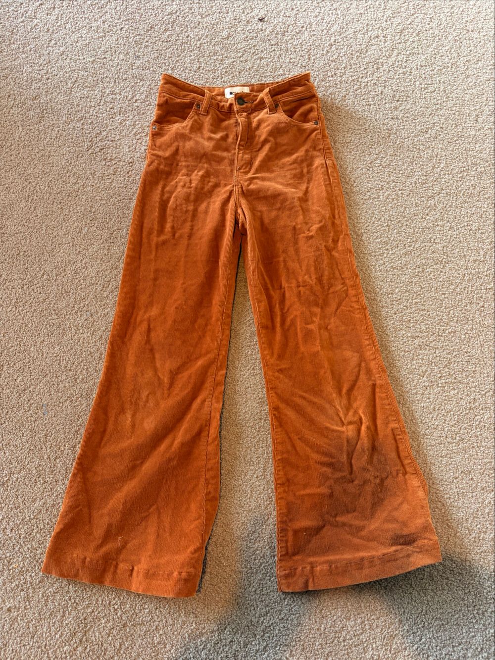 Rolla's Orange Corduroy Flare Pants