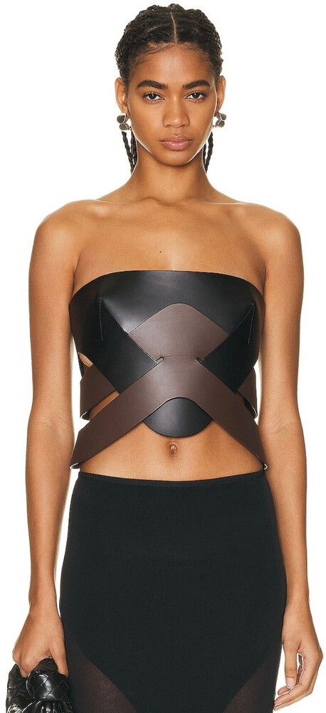 Arrow lock leather bustier