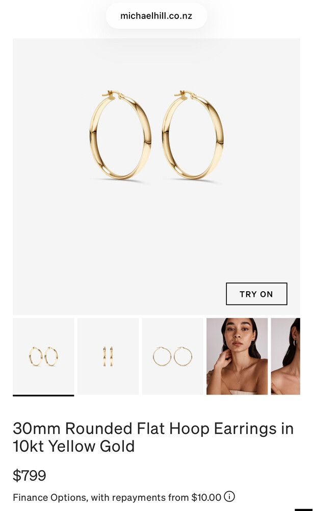 Michael hill 30mm Gold Rounded Flat Hoop Earrings
