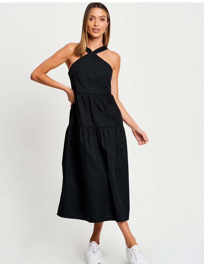 Calli Black Midi Dress