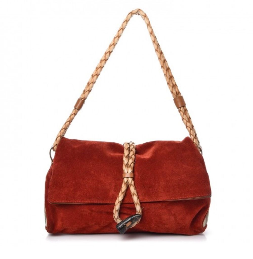 Vintage Burberry Suede Haymarket Shoulder Bag: Boho Chic Luxury