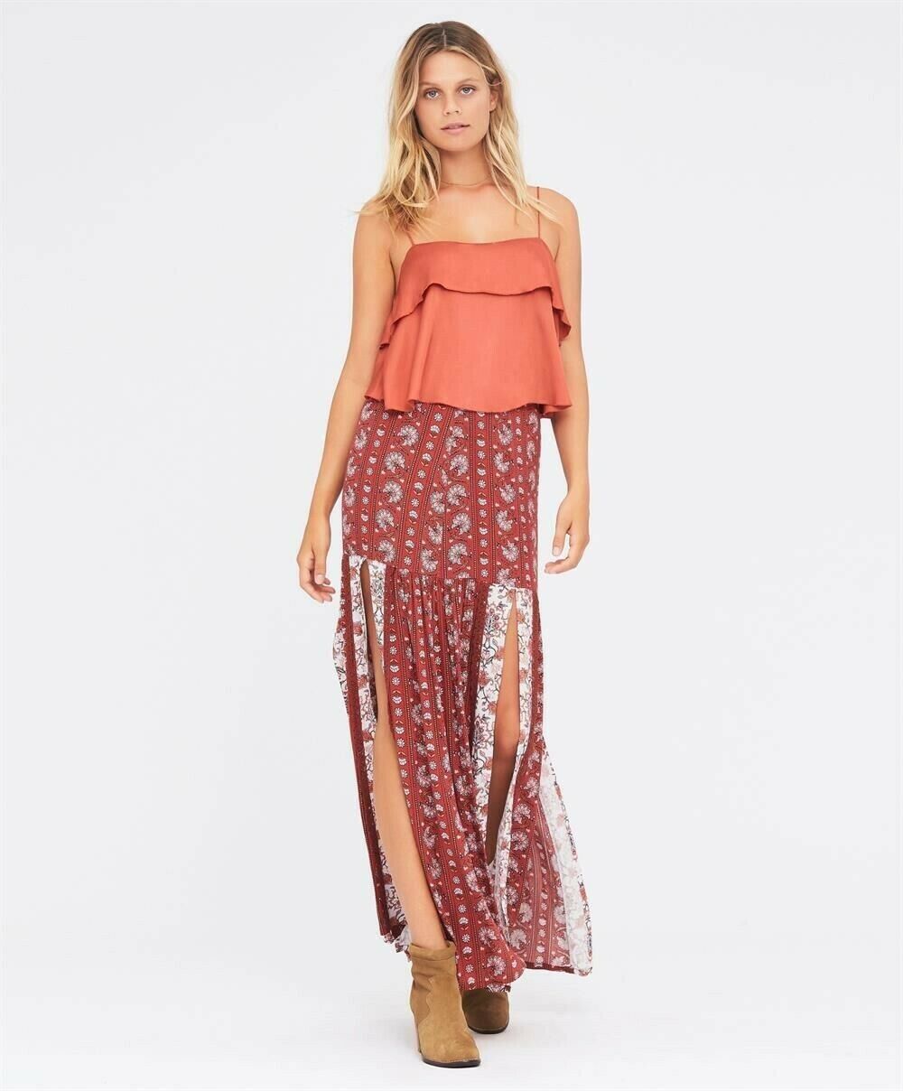 TIGERLILY Hamilton Red Split Leg Maxi Skirt NWT RRP$190